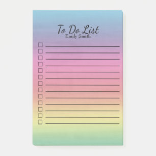 Personalized Pastel Rainbow Lined To Do List Post-it Notes