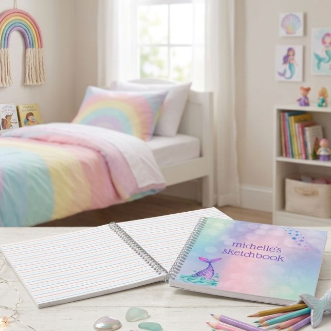 Personalized Pastel Rainbow Mermaid Notebook (Creator Uploaded)