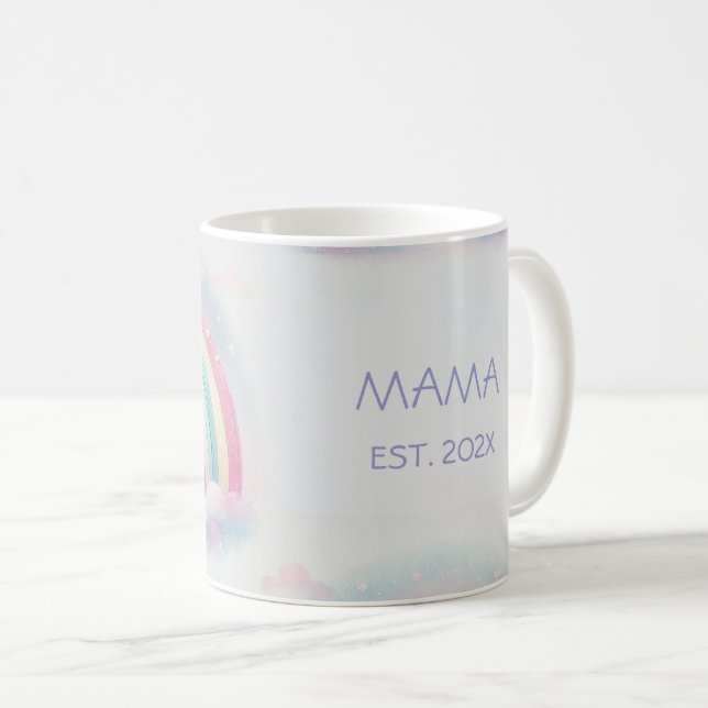 Personalized Pastel Rainbow Mom Mug - Custom gift (Front Right)