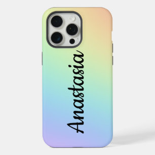 Personalized Pastel Rainbow Ombre iPhone 15 Pro Max Case