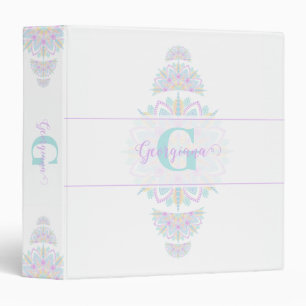 Personalized Pastel Rainbow Ornamental Dot Mandala Binder