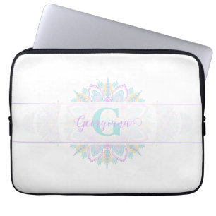 Personalized Pastel Rainbow Ornamental Dot Mandala Laptop Sleeve