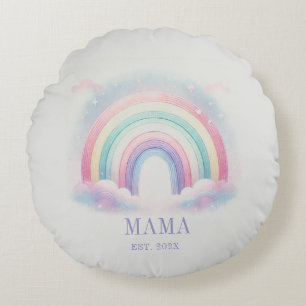 Personalized Pastel Rainbow Round Pillow