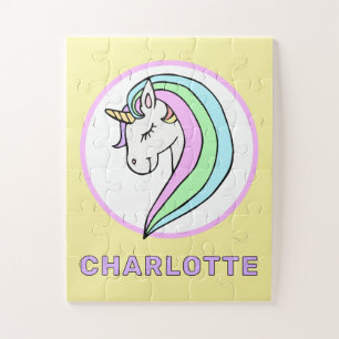 Personalized Pastel Rainbow Unicorn Jigsaw Puzzle