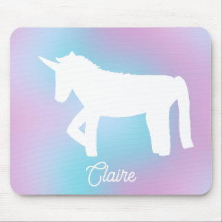 Personalized Pastel Rainbow Unicorn Mouse Pad