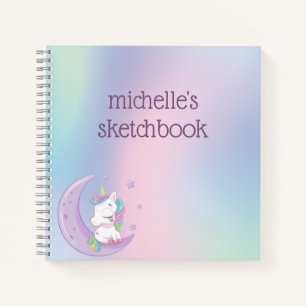 Personalized Pastel Rainbow Unicorn  Notebook