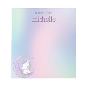 Personalized Pastel Rainbow Unicorn  Notepad