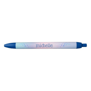 Personalized Pastel Rainbow With Stars Blue Black Ink Pen