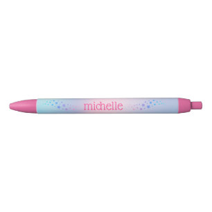 Personalized Pastel Rainbow With Stars Pink Black Ink Pen