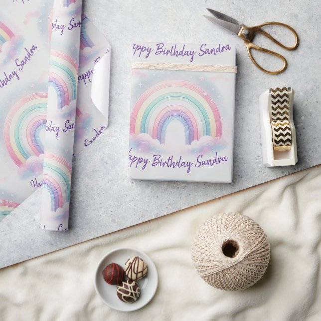 Personalized Pastel Rainbow Wrapping Paper (Crafts)