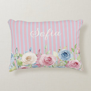 Personalized Pastel Rose Bouquet coquette Accent Pillow