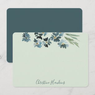 Personalized Pastel Sage Green Blue Watercolor Card