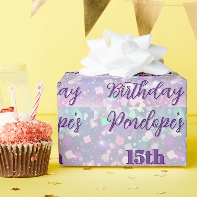 Personalized Pastel Shimmer Birthday Celebration Wrapping Paper (Birthday Party)