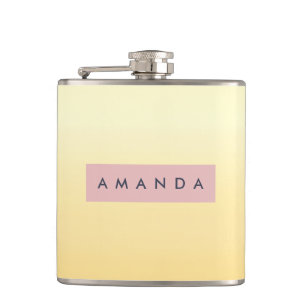 Personalized Pastel Soft Yellow Ombre  Hip Flask