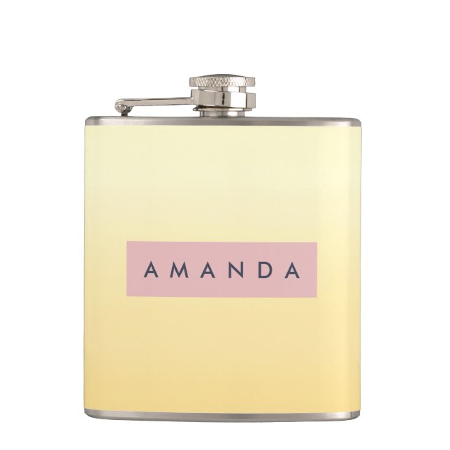 Personalized Pastel Soft Yellow Ombre  Hip Flask (Front)
