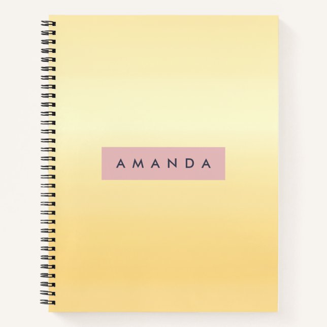 Personalized Pastel Soft Yellow Ombre  Notebook (Front)