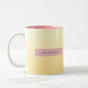 Personalized Pastel Soft Yellow Ombre  Two-Tone Coffee Mug