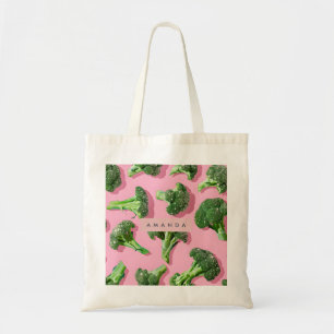 Personalized Pastel Sparkle Green Broccoli  Tote Bag