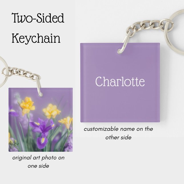 Personalized Pastel Spring floral Keychain (Creator Uploaded)