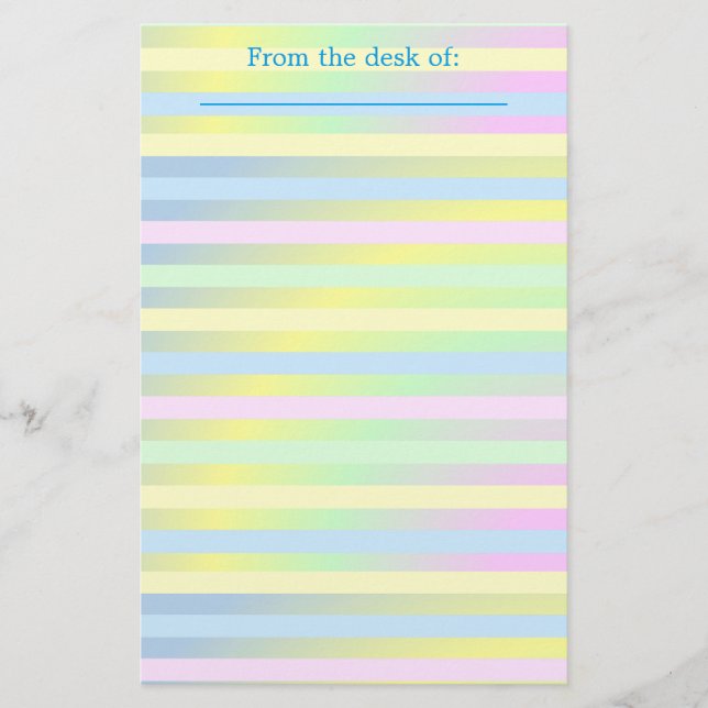 Personalized Pastel Striped Stationery (Front)