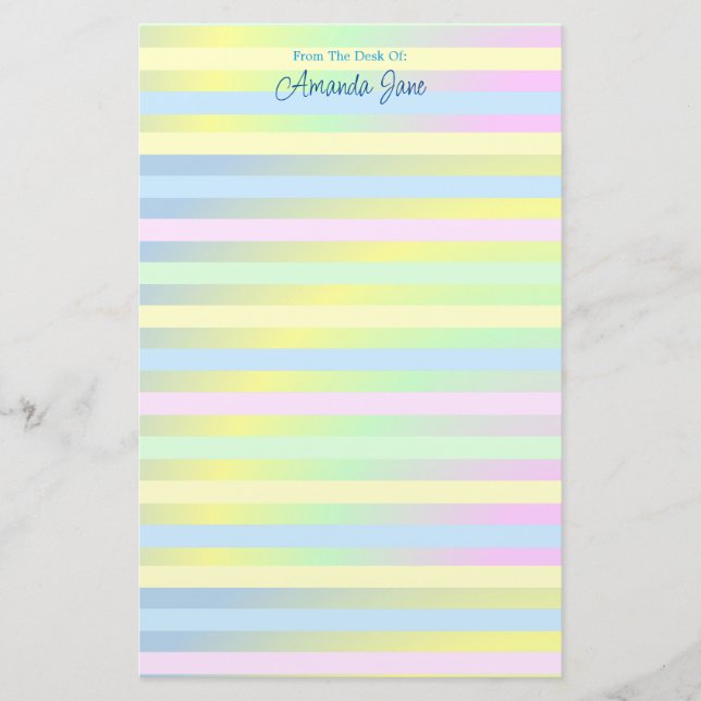 Personalized Pastel Striped Stationery (Front)