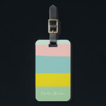 Personalized Pastel Stripes Traveller Destination Luggage Tag<br><div class="desc">Make your suitcase stand out with this stylish personalized luggage tag featuring soft pastel stripes in a modern colour block design. Perfect for frequent travelers, jet-setters, and vacation lovers, this tag adds a trendy touch to any bag while keeping your information secure. Customize it with a name for a unique...</div>