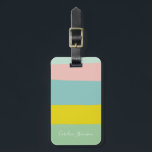 Personalized Pastel Stripes Traveller Destination Luggage Tag<br><div class="desc">Make your suitcase stand out with this stylish personalized luggage tag featuring soft pastel stripes in a modern colour block design. Perfect for frequent travelers, jet-setters, and vacation lovers, this tag adds a trendy touch to any bag while keeping your information secure. Customize it with a name for a unique...</div>