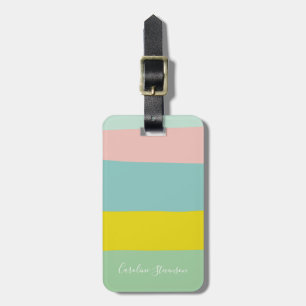 Personalized Pastel Stripes Traveller Destination Luggage Tag