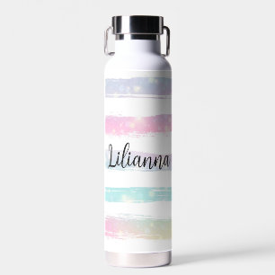 Personalized Pastel Stripes Water Bottle