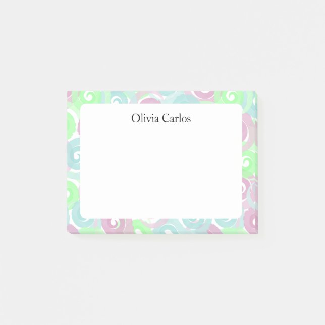 Personalized Pastel Swirl Post-it Notes (Front)