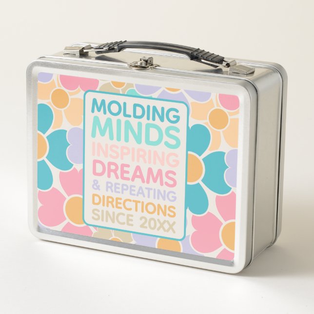 Personalized Pastel Teacher Quote Metal Lunch Box (Front)