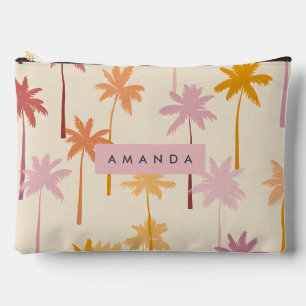 Personalized Pastel Tropical Sunset Palm Tree Accessory Pouch