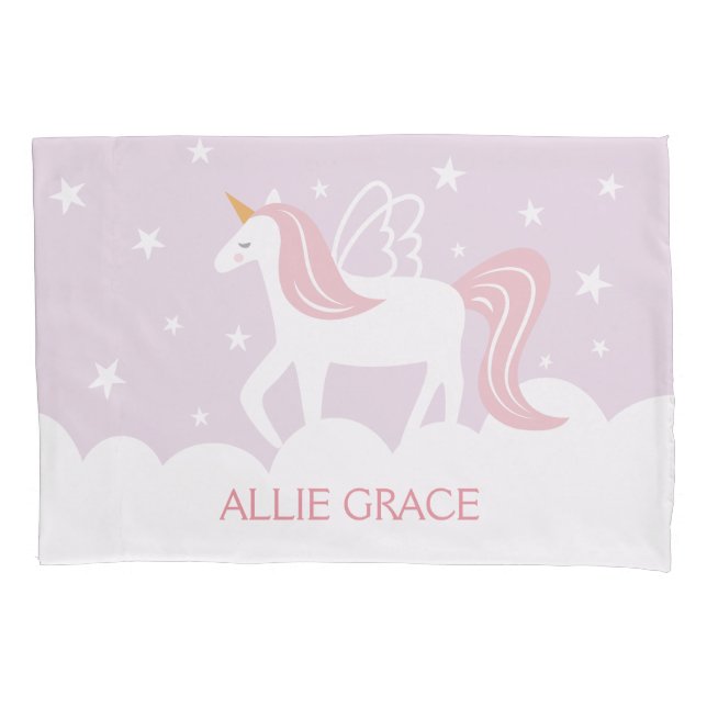 Personalized Pastel Unicorn Pillow Case (Front)