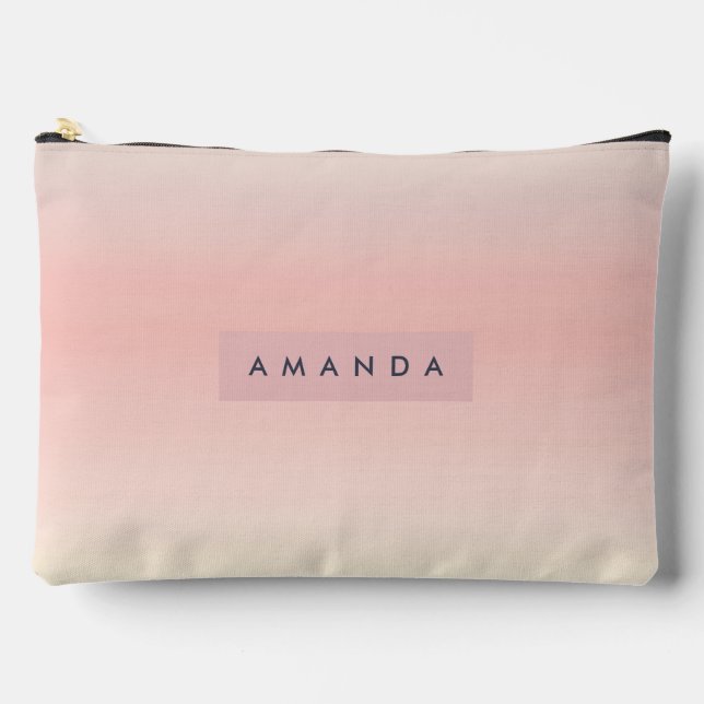 Personalized Pastel Warm Peach Blush Fade Accessory Pouch (Front)