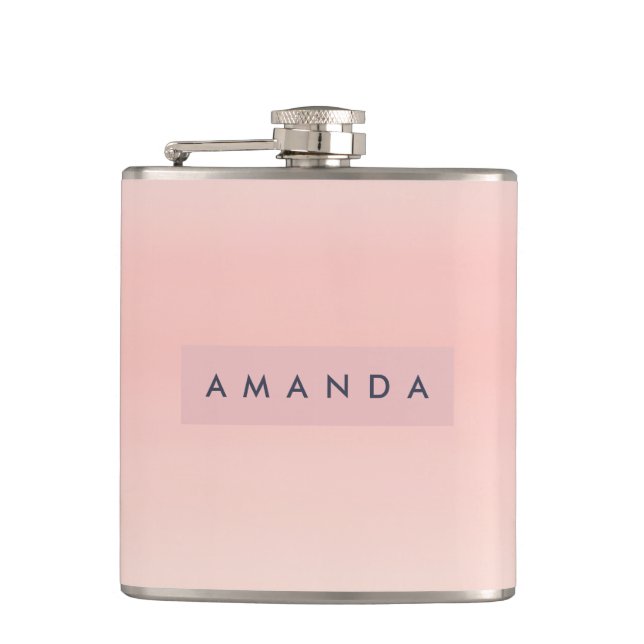 Personalized Pastel Warm Peach Blush Fade Hip Flask (Front)