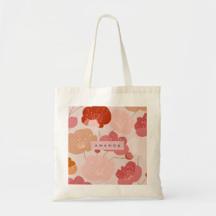 Personalized Pastel Warm Retro Floral Aesthetic Tote Bag