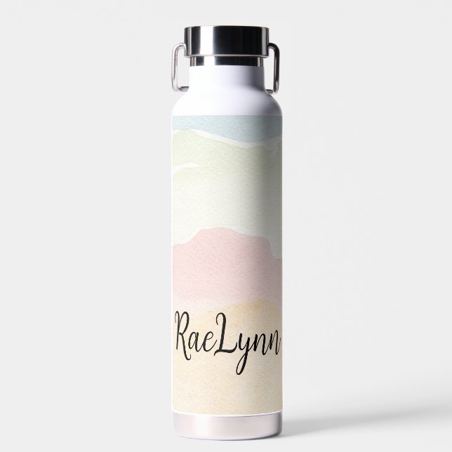 Personalized Pastel Watercolor Water Bottle (Front)