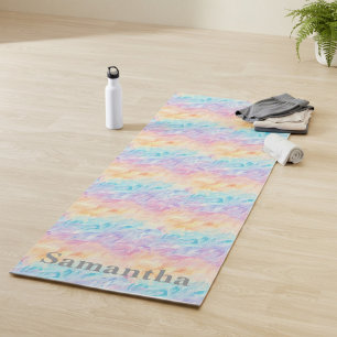 Personalized Pastel Watercolor Waves Yoga Mat