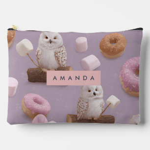 Personalized Pastel Whimsical Owl Pattern Accessory Pouch