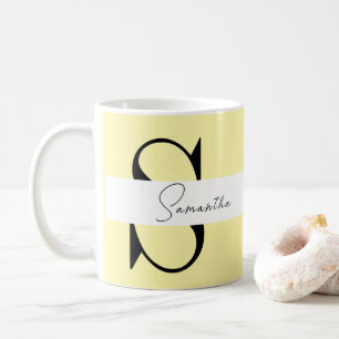 Personalized Pastel Yellow Monogram Classic Mug