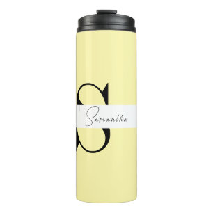 Personalized Pastel Yellow Monogram Thermal Tumbler