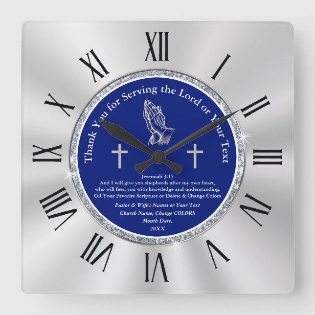 Personalized Pastor Appreciation Day Gift Ideas Square Wall Clock (Front)