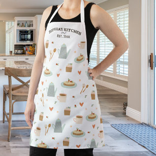 Personalized Pastry, Coffee Pattern, Custom Text Apron