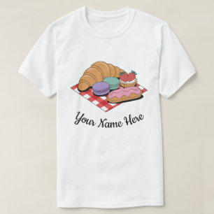 Personalized Pastry Lover Croissant Eclair Bakery T-Shirt