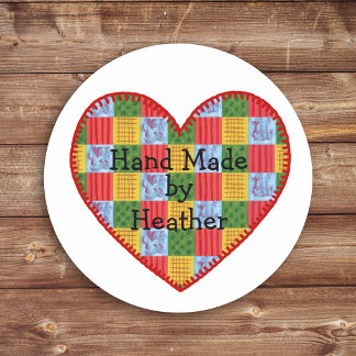 Personalized Patchwork Pattern Hand Made Classic Round Sticker