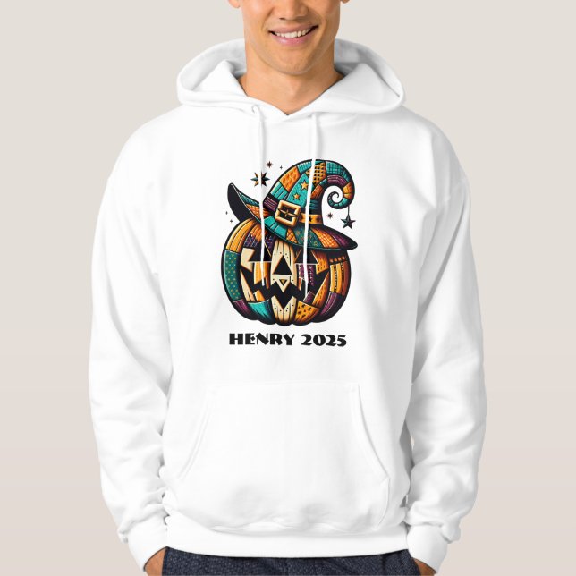 Personalized Patchwork Pumpk Halloween  Hoodie (Front)