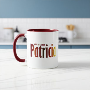 Personalized PATRICIA Name in Red, Yellow Hues Mug