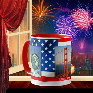 Personalized Patriot USA Flag Photo Mug