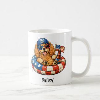 Personalized Patriotic 4th of July Cocker Spaniel Coffee Mug