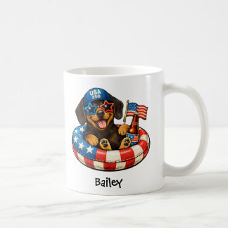 Personalized Patriotic 4th of July Dachshund Mug